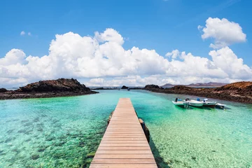 Foto auf Acrylglas Insel Holzsteg der Isla de Lobos auf den Kanarischen Inseln, Spanien.