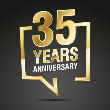35 Years Anniversary gold white black logo icon