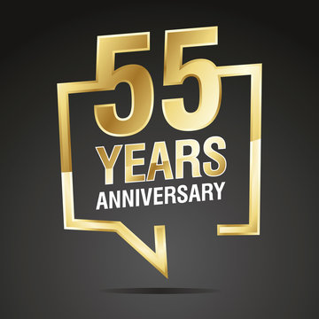 55 Years Anniversary gold white black logo icon