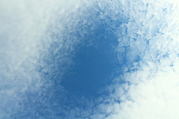 Blue sky and beautiful cirrus clouds. Background. Landscape.