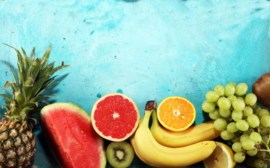Fototapeta na wymiar Fresh organic fruits background. Healthy eating concept.