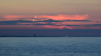 View of Rimini at the sunset