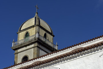 Detail of bell tower of colonial church in Brazil