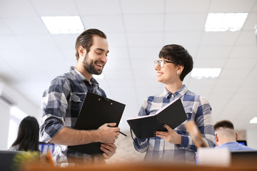 Young people working in office. Finance trading