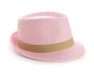 Summer hat on white background. Stylish accessory