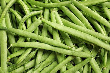 Fresh green beans as background