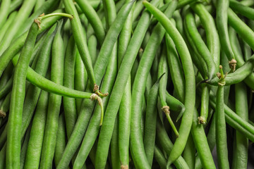 Fresh green French beans as background