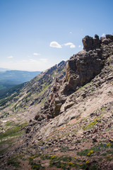 Scenic, landscape view of mountains on a hike near Vail, Colorado. 
