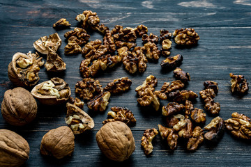walnuts on a wooden background