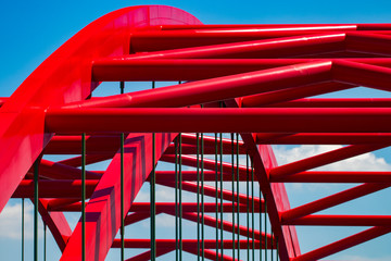 Highway interchange with bridge and sun on the background