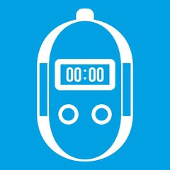 Stopwatch icon white isolated on blue background vector illustration