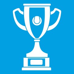 Gold cup icon white isolated on blue background vector illustration