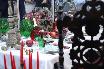 Christmas table, vintage decor