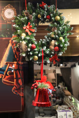 Fototapeta premium New year wreath with bell