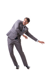 Young puppet businessman isolated on white background