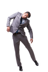 Young puppet businessman isolated on white background