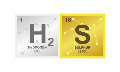 Vector symbol of hydrogen sulfide or sulphuretted on the background from connected molecules - obrazy, fototapety, plakaty