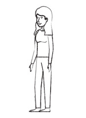 beautiful and young woman character vector illustration design