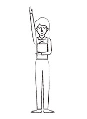 young businesswoman with documents character vector illustration design