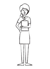 young businesswoman with documents character vector illustration design