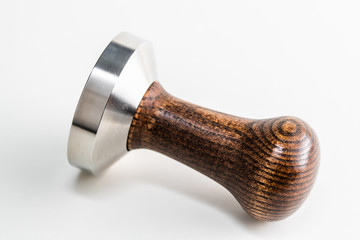 Espresso coffee tamper used to make cafe beverages like cappuccino latte short white