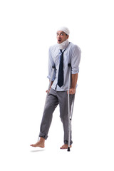 Injured businessman isolated on white background