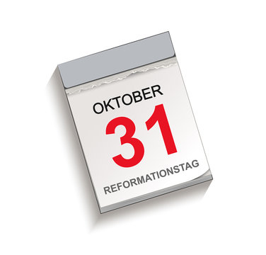 Kalender mit 31 Oktober den Reformationstag
Vektor Illustration isoliert auf weißem Hintergrund