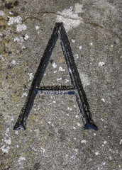 Written Wording in Distressed State Typography Found Letter A