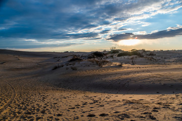 Fototapeta na wymiar Sunset over the majestic dunes at Jockey's Ridge State Park