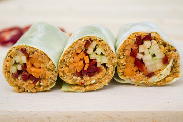 cabbage rolls with carrots. apple, pepper