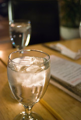 A wine glass full of water