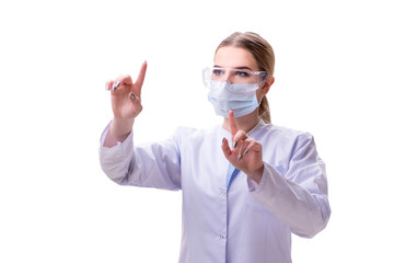 Young woman doctor isolated on white background