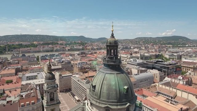 Aerial view of Budapest downtown - St. Stephen's basilica, Hungary
