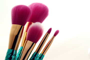 Make up brushes in white background