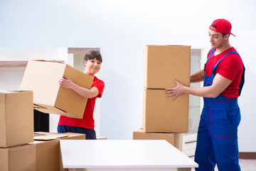 Professional movers doing home relocation