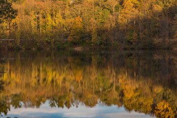 Fall foliage reflecting on lake