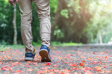Young man walking or making a step forward, new opportunity concept