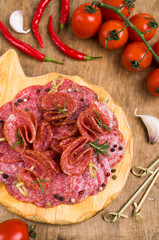 Thin slices of salami