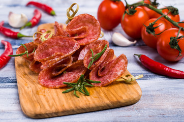 Thin slices of salami