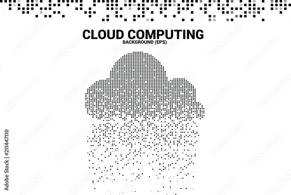 Poster Cloud computing data transformation from pixel. technology concept