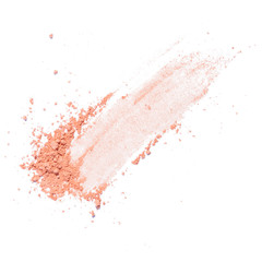 Cosmetic powder beige color crushed blush palette isolated on white