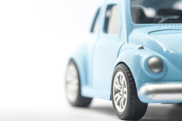 Close up blue car.- Selective focus in car.- Image concept for car insurance and financial.
