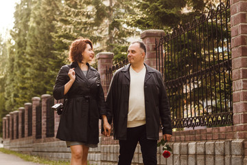 Middle-aged couple on walk