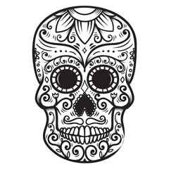 Fototapeta premium Sugar skull isolated on white background. Day of the dead. Dia de los muertos. Design element for poster, card, banner, print.