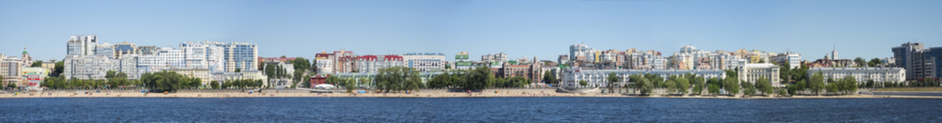 Volga river embankment in Samara, Russia. Panoramic view of the city. On a Sunny summer day. 28 June 2018