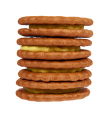 Cookies with cream filling isolated on white background.