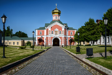 Fototapeta na wymiar Church of St. Philip. Valdaisky Iversky Svyatoozersky Bogoroditsky Monastery is situated in Novgorod region, district of Valdai, 10 km away from Valdai.