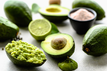 Mexican guacamole with avocado, dip or sauce, vegan diet concept