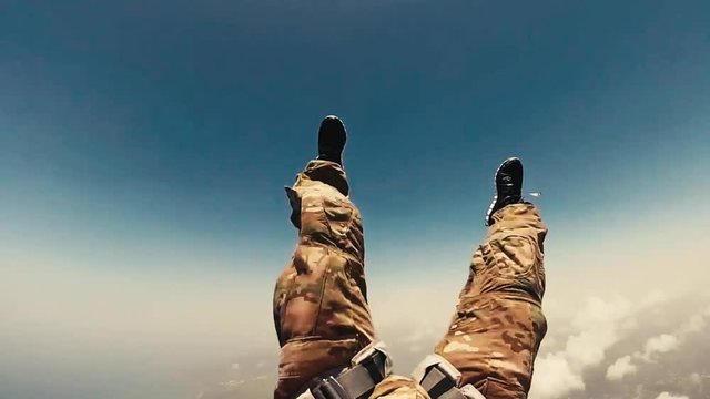Skydiving in the Caribean view of legs in back flight