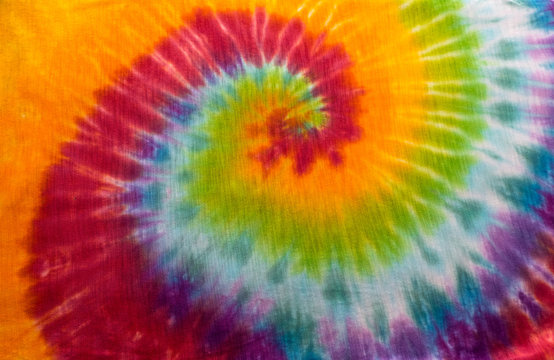 Red Tie Dye Arm Swirl Background Rainbow Hippie Pattern